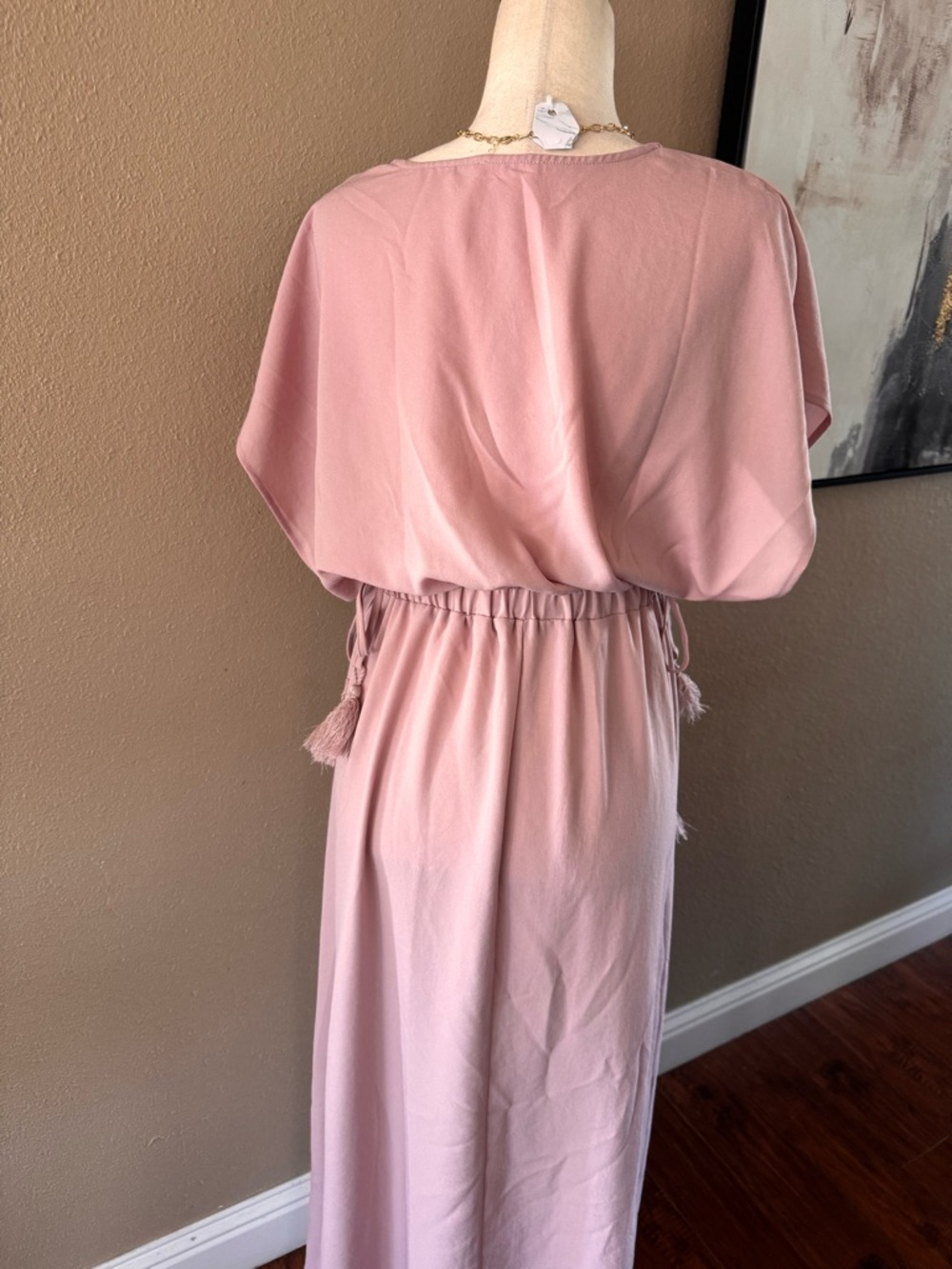 CHARME U Women's Blush V-Neck Maxi Dress NWOT - Picture 7 of 8